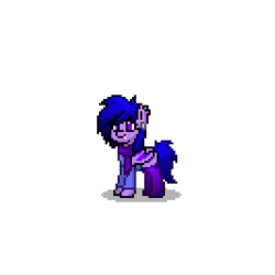 Size: 400x400 | Tagged: safe, imported from derpibooru, oc, oc only, oc:amethyst night, bat pony, pony, pony town, clothes, fangs, piercing, pixel art, scarf, simple background, smiling, socks, transparent background