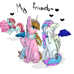 Size: 1000x1000 | Tagged: safe, artist:twinkepaint, imported from derpibooru, oc, oc only, oc:twinke paint, earth pony, pegasus, pony, unicorn, bowtie, clothes, female, mare, scarf, simple background, sweat, transparent background