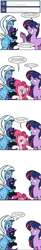 Size: 498x3018 | Tagged: safe, artist:dekomaru, imported from derpibooru, pinkie pie, trixie, twilight sparkle, oc, oc:nyx, alicorn, pony, tumblr:ask twixie, ask, bipedal, comic, female, filly, fourth wall, holding a pony, lesbian, shipping, tumblr, twixie