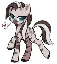 Size: 2164x2433 | Tagged: safe, artist:hawthornss, imported from derpibooru, oc, oc only, oc:xirxe, zebra, zony, bedroom eyes, female, heart, looking at you, simple background, solo, white background