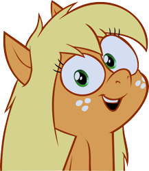 Size: 5214x6000 | Tagged: safe, artist:fox1047, imported from derpibooru, applejack, earth pony, pony, .mov, ask jappleack, absurd resolution, cute, female, hatless, jappleack, looking at you, missing accessory, simple background, solo, transparent background, vector