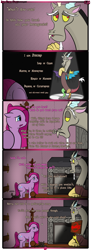 Size: 1245x3403 | Tagged: safe, artist:underwoodart, imported from derpibooru, discord, pinkie pie, oc, oc:kumquat, pony, timber wolf, ask pink-pony, comic, pinkamena diane pie, sign