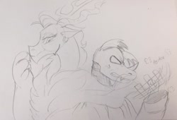 Size: 959x652 | Tagged: source needed, safe, artist:scribbleparadise, imported from derpibooru, discord, oc, eris, non-mlp oc, rule 63, traditional art