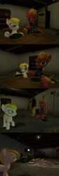 Size: 1400x4184 | Tagged: safe, artist:soad24k, imported from derpibooru, oc, oc only, oc:chipper leaf, oc:green, oc:macalin, pony, 3d, absurd resolution, cyoa, cyoa:filly adventure, female, filly, gmod, mare