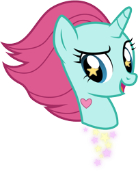 Size: 576x712 | Tagged: safe, artist:cloudy glow, artist:cloudyglow, imported from derpibooru, pony, unicorn, crossover, female, flying princess pony head, open mouth, ponified, pony head, princess pony head, simple background, smiling, solo, star vs the forces of evil, starry eyes, transparent background, wingding eyes