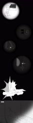 Size: 1208x4533 | Tagged: safe, artist:dsb71013, imported from derpibooru, oc, oc only, oc:night cap, absurd resolution, comic, foal, monochrome, nightmare, ouch, younger