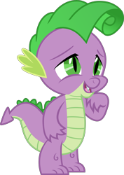 Size: 6553x9244 | Tagged: safe, artist:pink1ejack, imported from derpibooru, spike, dragon, celestial advice, absurd resolution, alternate hairstyle, behaving like rarity, male, open mouth, simple background, smiling, solo, transparent background, vector, voice actor joke