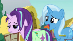 Size: 1174x662 | Tagged: safe, imported from derpibooru, screencap, starlight glimmer, trixie, pony, all bottled up, bags under eyes, faic, frown, tired, tongue out