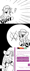 Size: 829x1956 | Tagged: safe, artist:tallaferroxiv, imported from derpibooru, quiet gestures, pony, unicorn, ask quiet gestures, ask, comic, hat, mime, solo, tumblr