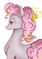 Size: 2582x3599 | Tagged: safe, artist:err-em, imported from derpibooru, oc, oc only, oc:rhubarb pie, earth pony, pony, female, high res, mare, offspring, parent:pinkie pie, simple background, solo, white background