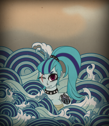 Size: 1300x1500 | Tagged: safe, artist:lazerblues, imported from derpibooru, sonata dusk, equestria girls, collar, eye scar, female, scar, solo, tattoo