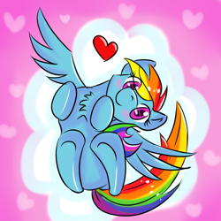 Size: 1200x1200 | Tagged: safe, artist:hebini, imported from derpibooru, rainbow dash, chest fluff, cute, digital art, female, head tilt, heart, looking at you, love, solo, speedpaint, spread wings, wings