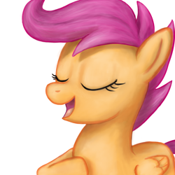 Size: 1000x1000 | Tagged: safe, artist:tunskaa, imported from derpibooru, scootaloo, eyes closed, female, solo