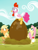 Size: 1024x1365 | Tagged: safe, artist:azure-art-wave, imported from derpibooru, applejack, fluttershy, pinkie pie, chicken, earth pony, pony, animal costume, basket, chicken pie, chicken suit, chocolate egg, clothes, costume, easter, easter basket, easter egg, exploitable meme, feather, female, how, kinder egg, mare, meme, nature is so fascinating, obligatory pony, pinkie being pinkie, toy, watermark