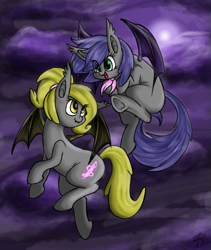 Size: 703x833 | Tagged: safe, artist:silver1kunai, imported from derpibooru, oc, oc only, oc:chiro, oc:soma, bat pony, pony, cute, ponytail