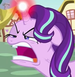 Size: 793x820 | Tagged: safe, imported from derpibooru, screencap, starlight glimmer, pony, all bottled up, cropped, faic, female, hurr durr, mare, ponyville, ragelight glimmer, solo