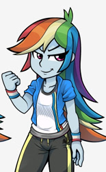 Size: 308x497 | Tagged: safe, artist:deadsmutanon, artist:livesmutanon, imported from derpibooru, rainbow dash, equestria girls, /mlp/, /mlp/vn, archive, bracelet, clothes, cute, dashabetes, jewelry, pants, sketch, thread, wristband