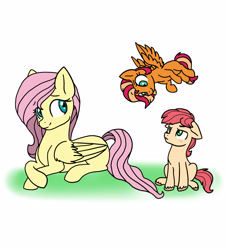 Size: 2800x3100 | Tagged: safe, artist:juli-leysson, imported from derpibooru, fluttershy, oc, oc:brave spirit, oc:fearless wings, earth pony, pegasus, pony, colt, female, filly, implied fluttermac, implied shipping, implied straight, male, missing cutie mark, offspring, parent:big macintosh, parent:fluttershy, parents:fluttermac, simple background, white background