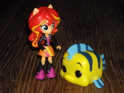 Size: 4000x3000 | Tagged: safe, artist:genie-dragon, imported from derpibooru, sunset shimmer, fish, equestria girls, doll, equestria girls minis, eqventures of the minis, flounder, flounder (the little mermaid), irl, photo, the little mermaid, toy