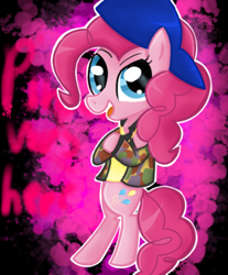 Size: 400x484 | Tagged: safe, artist:thevexster2, imported from derpibooru, pinkie pie, pony, bipedal, female, rapper pie, solo