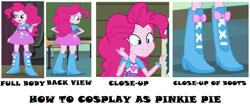 Size: 1754x744 | Tagged: safe, artist:prentis-65, imported from derpibooru, pinkie pie, equestria girls, equestria girls (movie), friendship games, rainbow rocks, balloon, boots, bracelet, clothes, cute, hand on hip, high heel boots, jacket, jewelry, legs, pictures of legs, rear view, shirt, skirt