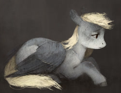 Size: 900x694 | Tagged: safe, artist:exclusionzone, imported from derpibooru, derpy hooves, pegasus, pony, female, prone, sad, solo