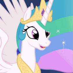 Size: 505x506 | Tagged: safe, imported from derpibooru, screencap, princess celestia, alicorn, pony, celestial advice, animated, cropped, cute, cutelestia, female, gif, happy, lip bite, mare, open mouth, smiling, solo, spread wings, talking, wings
