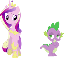 Size: 3590x3242 | Tagged: safe, artist:porygon2z, imported from derpibooru, princess cadance, spike, alicorn, dragon, pony, female, interspecies, male, shipping, simple background, spikedance, straight, transparent background, vector