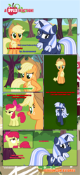 Size: 1919x4225 | Tagged: safe, artist:estories, imported from derpibooru, apple bloom, applejack, oc, oc:silverlay, original species, pony, unicorn, comic:a(pple)ffection, absurd resolution, comic, female, mare, umbra pony