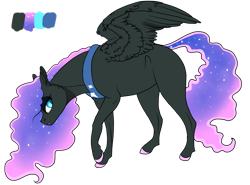 Size: 1125x833 | Tagged: safe, artist:bijutsuyoukai, imported from derpibooru, oc, oc only, oc:benevolence, pegasus, pony, colored hooves, ethereal mane, female, magical lesbian spawn, mare, offspring, parent:fluttershy, parent:nightmare moon, parents:nightmareshy, realistic horse legs, reference sheet, simple background, solo, starry mane, transparent background