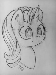 Size: 960x1280 | Tagged: safe, artist:citizensmiley, imported from derpibooru, starlight glimmer, pony, unicorn, bust, cute, female, glimmerbetes, mare, monochrome, portrait, sketch, solo, traditional art