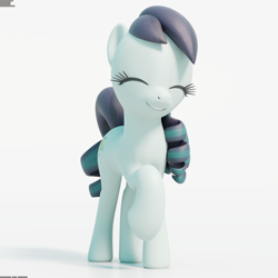 Size: 2048x2048 | Tagged: safe, artist:therealdjthed, imported from derpibooru, coloratura, earth pony, pony, 3d, 3d model, adorable face, blender, blender cycles, cute, cycles, cycles render, eyes closed, female, high res, mare, model:djthed, one hoof raised, raised hoof, rara, rarabetes, simple background, smiling, solo, standing, white background