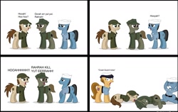 Size: 1451x915 | Tagged: safe, artist:ethanchang, imported from derpibooru, oc, oc only, oc:bellbottom, oc:portlock, oc:rapiddeploy, 1st awesome platoon, coast guard, comic, descriptive noise, hooah, pain