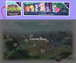 Size: 1425x1187 | Tagged: safe, edit, imported from derpibooru, screencap, applejack, fluttershy, pinkie pie, rainbow dash, rarity, sci-twi, sunset shimmer, twilight sparkle, equestria girls, legend of everfree, spoiler:eqg specials, canterlot city, canterlot high, canterlot mall, coming soon, crystal prep academy, cutie mark, humane five, humane seven, humane six, it begins, map, official, pony history, sugarcube corner, sunset's apartment