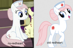 Size: 713x468 | Tagged: safe, imported from derpibooru, screencap, boysenberry, nurse redheart, earth pony, pony, a flurry of emotions, cute, female, filly, heartabetes, horsey hives, mare, new cutie mark, nurse, redesign