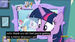 Size: 2560x1440 | Tagged: safe, imported from derpibooru, screencap, twilight sparkle, alicorn, pony, celestial advice, meme, mirror, the legend of zelda, the legend of zelda: majora's mask, twilight sparkle (alicorn), youtube caption