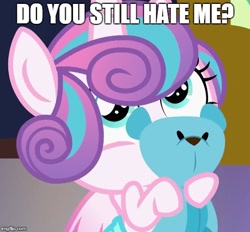 Size: 514x477 | Tagged: safe, edit, edited screencap, imported from derpibooru, screencap, princess flurry heart, pony, a flurry of emotions, cropped, cute, female, flurrybetes, meme, plushie, solo, teddy bear, toy