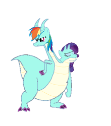 Size: 415x471 | Tagged: source needed, safe, artist:theunknowenone1, imported from derpibooru, rainbow dash, rarity, dragon, conjoined, devon and cornwall, fat, female, fusion, lesbian, multiple heads, quest for camelot, rainblob dash, raridash, raritubby, shipping, species swap, two heads, two-headed dragon