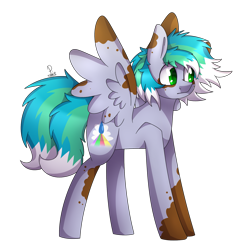 Size: 1797x1793 | Tagged: safe, artist:soundwavepie, imported from derpibooru, oc, oc only, oc:cirrus fever, pegasus, pony, art trade, cute, green eyes, looking at something, male, markings, profile, solo, spots, spread wings, standing, wings