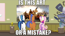 Size: 1563x878 | Tagged: safe, edit, edited screencap, imported from derpibooru, screencap, princess cadance, shining armor, spearhead, pony, a flurry of emotions, a thousand nights in a hallway, art or a mistake, exploitable meme, george washington, image macro, meme, washington crossing the delaware