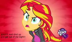 Size: 294x172 | Tagged: safe, edit, imported from derpibooru, sunset shimmer, comic:a new change, equestria girls, angry, bad edit, fanfic, pregnant, pregnant edit