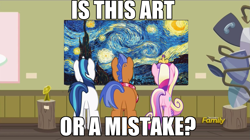 Size: 1563x878 | Tagged: safe, artist:vincent van gogh, edit, edited screencap, imported from derpibooru, screencap, princess cadance, shining armor, spearhead, pony, a flurry of emotions, a thousand nights in a hallway, art or a mistake, exploitable meme, image macro, meme, starry night, the starry night, vincent van gogh