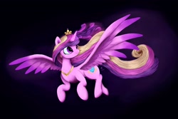 Size: 4576x3050 | Tagged: safe, artist:rameslack, imported from derpibooru, princess cadance, alicorn, pony, absurd resolution, female, flying, heart, magic, mare, smiling, solo