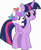 Size: 5440x6622 | Tagged: safe, artist:deyrasd, imported from derpibooru, princess flurry heart, twilight sparkle, alicorn, pony, a flurry of emotions, absurd resolution, baby, baby pony, female, flurry heart riding twilight, ponies riding ponies, riding, simple background, teddy bear, toy, transparent background, twilight sparkle (alicorn), vector