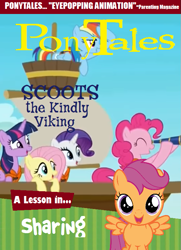 Size: 569x787 | Tagged: artist needed, safe, edit, imported from derpibooru, pinkie pie, scootaloo, pony, series:pony tales, cover art, gilbert and sullivan, parody, scoots the kindly viking, song in the comments, veggietales