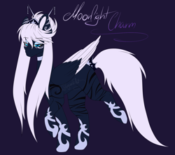 Size: 2038x1800 | Tagged: safe, artist:minelvi, imported from derpibooru, oc, oc only, oc:moonlight charm, pegasus, pony, colored wings, female, mare, multicolored wings, purple background, reference sheet, simple background, solo, walking