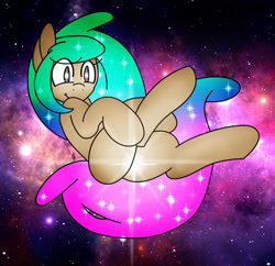 Size: 1000x969 | Tagged: safe, artist:lou, imported from derpibooru, oc, oc only, oc:louvely, pony, floating, solo, space, starry mane, stars