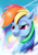 Size: 868x1228 | Tagged: safe, artist:reillyington86, imported from derpibooru, rainbow dash, pony, bust, female, portrait, sky, solo