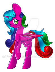 Size: 400x517 | Tagged: safe, artist:twily-star, imported from derpibooru, oc, oc only, oc:color streak, alicorn, pony, female, mare, simple background, solo, transparent background, watermark