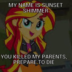 Size: 240x240 | Tagged: safe, edit, edited screencap, imported from derpibooru, screencap, sunset shimmer, equestria girls, equestria girls (movie), cropped, female, inigo montoya, meme, my name is inigo montoya, prepare to die, solo, the princess bride, you killed my father